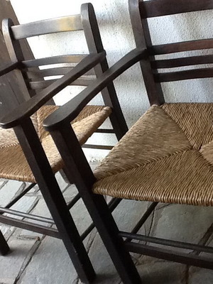 -2-ARMCHAIRS WITH HANDMADE MAT ON THE SEAT