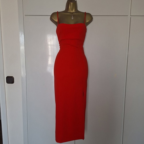 Zara red stretchy dress new with tags size medium with slit