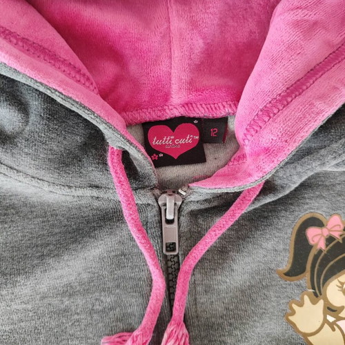 Tutti cuti girls' tracksuit size 12 like new, gray and pink
