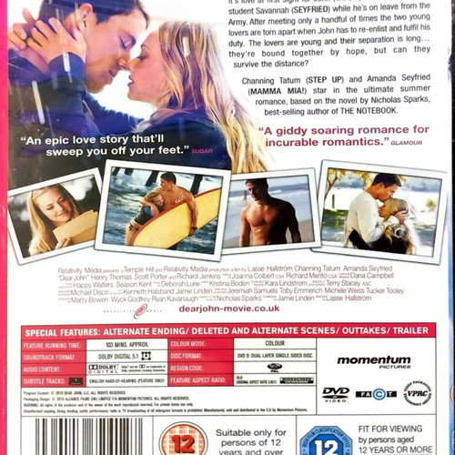Dear John DVD new, romantic movie with English subtitles