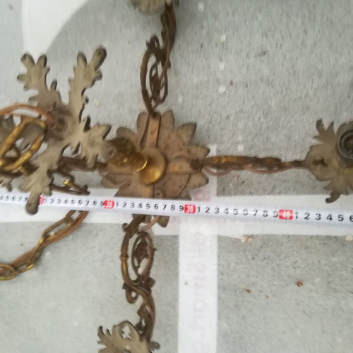 Antique lamp used, brass, ornate, 4 lights, 80 years old