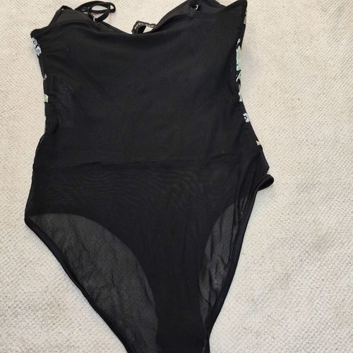 New Look sheer lace embroidery bodysuit like new, black, size S