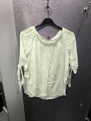 Blind Date off-shoulder striped blouse new, white and green, size XS-S