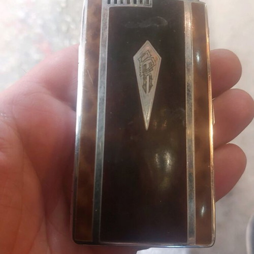 Ronson lighter with tortoise and cigarette case used
