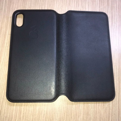 Genuine leather iPhone XS Max leather case folio black new