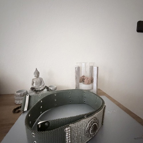 Vintage belts like new, green and silver, size 115