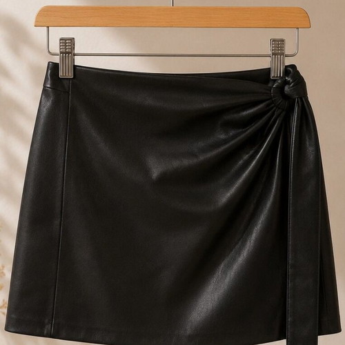 Mango black leather texture skirt, like new, size L