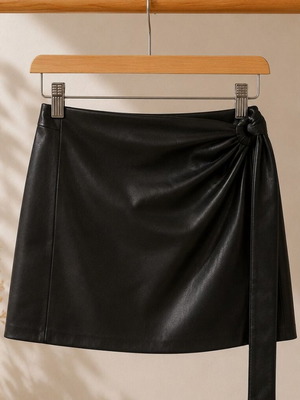Mango black leather texture skirt, like new, size L