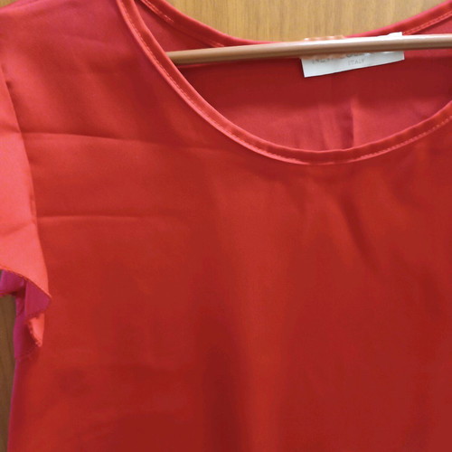 Satin blouse in red color like new, non-shiny