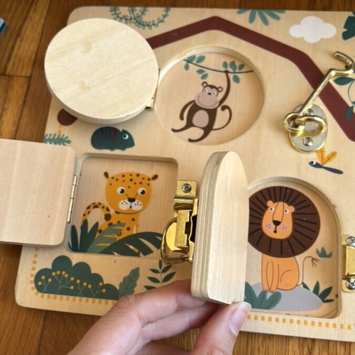 Small Foot Safari Board wooden baby skill toy like new