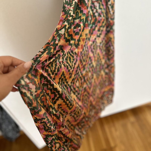Zara multicolor geometric dress with cut-out waist and long sleeves