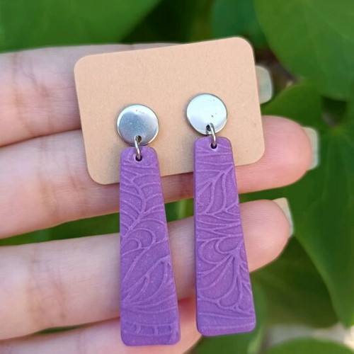 Handmade earrings new, purple, polymer and steel