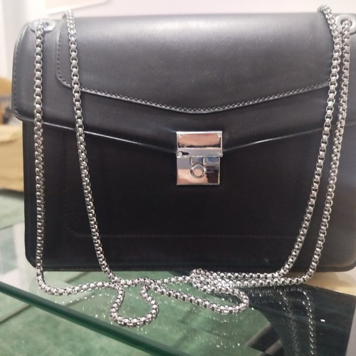 Black Shoulder Bag with Silver Chain Like New