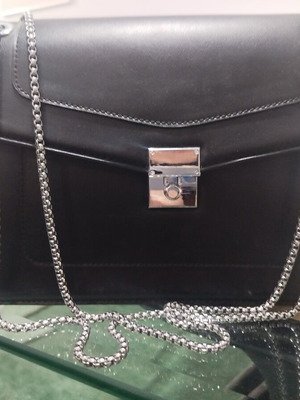 Black Shoulder Bag with Silver Chain Like New
