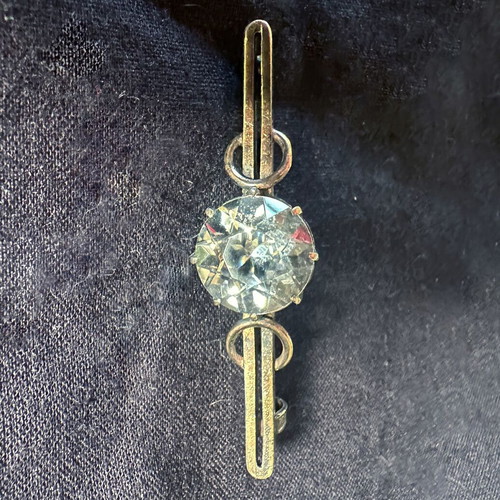 Vintage Soviet brooch used silver 875 with mountain crystal