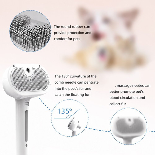 Magic Pet Hair Brush 3-in-1 Steam Massage New