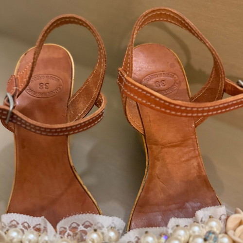Platform sandals handmade Greek leather like new