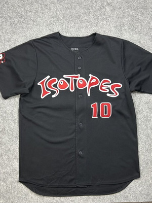 Albuquerque Isotopes Baseball Jersey #10 used, black gray Kobe