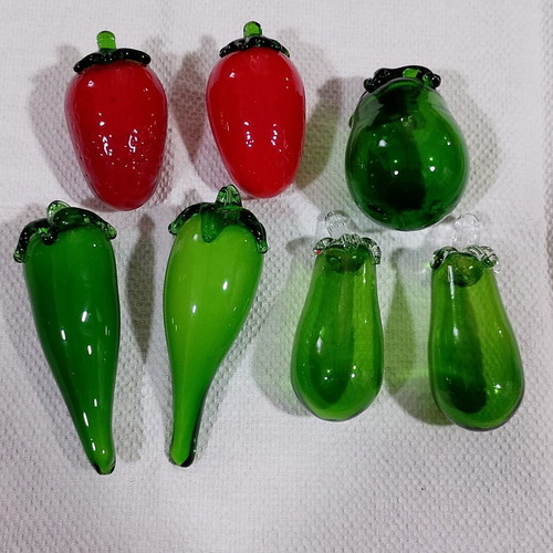 Glass fruit and vegetables Murano style, like new, set of 7