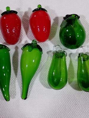 Glass fruit and vegetables Murano style, like new, set of 7