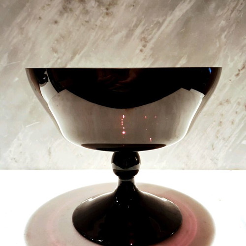 Vintage Amethyst Glass footed dessert bowls σαν καινούργιο, μεσοπολεμικό bohemian