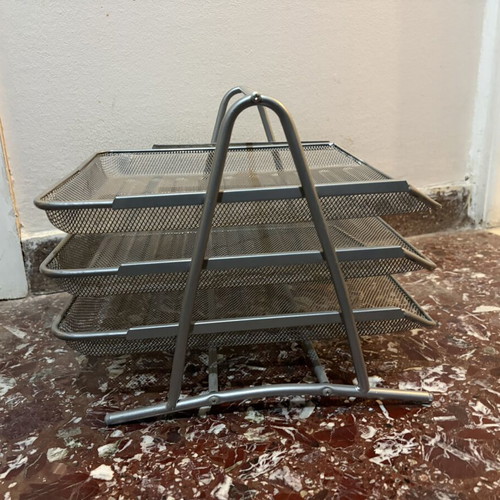 Metal desk organizer 3-tier A4 size, like new, silver