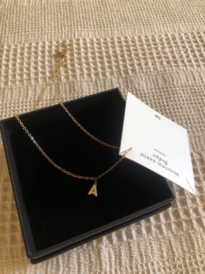 Necklace with initial A stainless steel with zircon, new