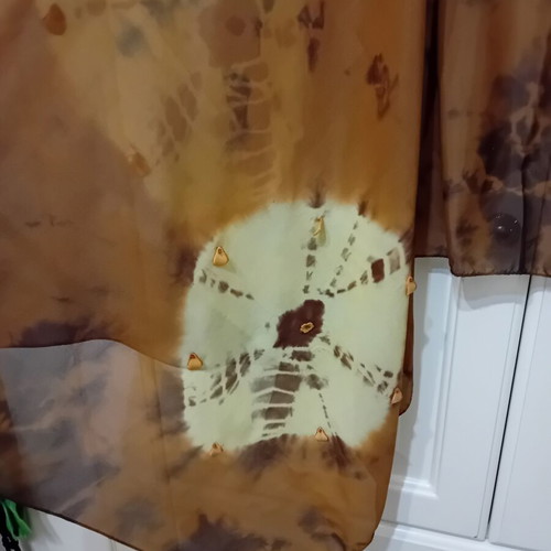 Mad Hat Scarf-Pareo new, beige and brown with bone leaf charms