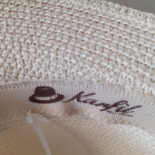 Karfil Straw Hat like new, beige with dark blue bow, size L