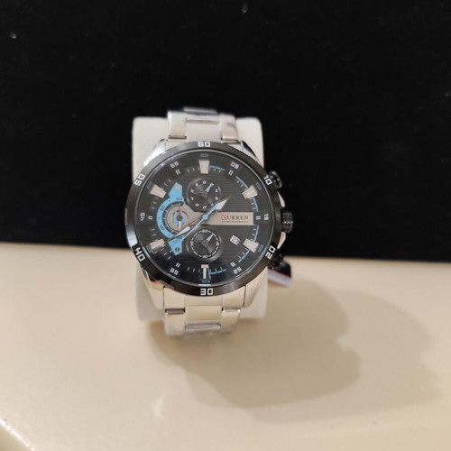 Curren men's watch like new with stainless steel bracelet and black-blue dial