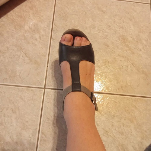 Bussola leather platform sandals used, gray size 36