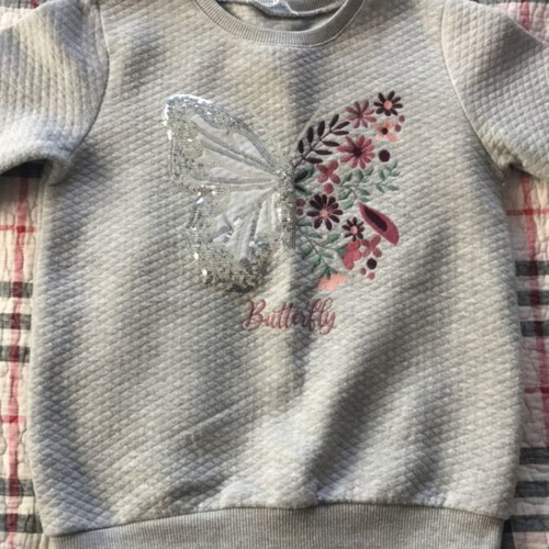Sweatshirt with design and rhinestones for girls like new, Civil, gray, size 128-134 cm