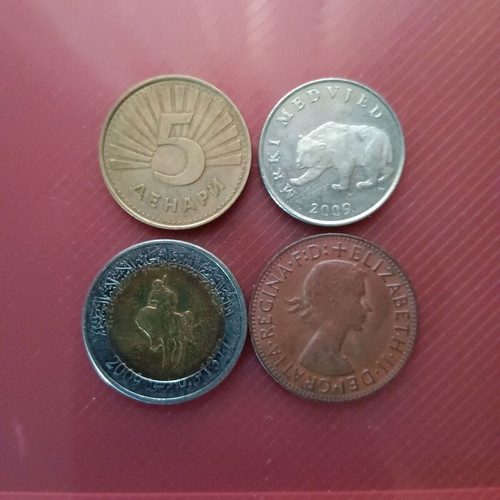 Foreign coins used, lot of 4 pieces