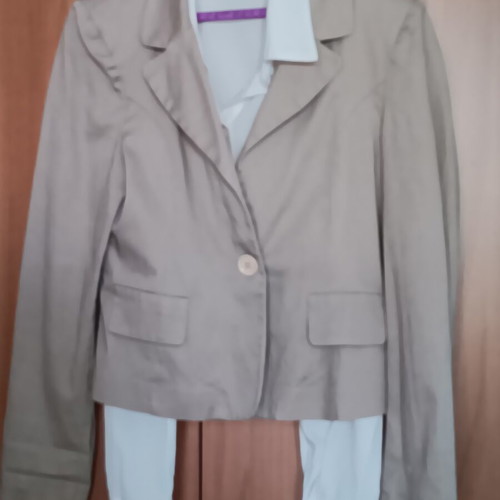 Paranoia jacket and crop shirt set, white and grey