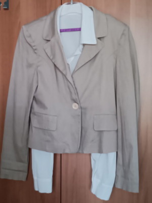 Paranoia jacket and crop shirt set, white and grey