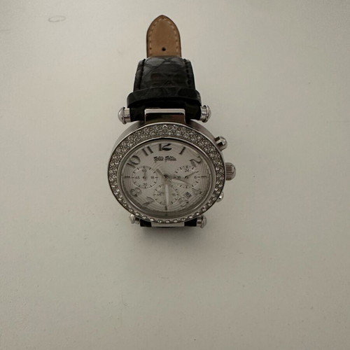 Folli Follie women's watch used with chronograph and black leather strap