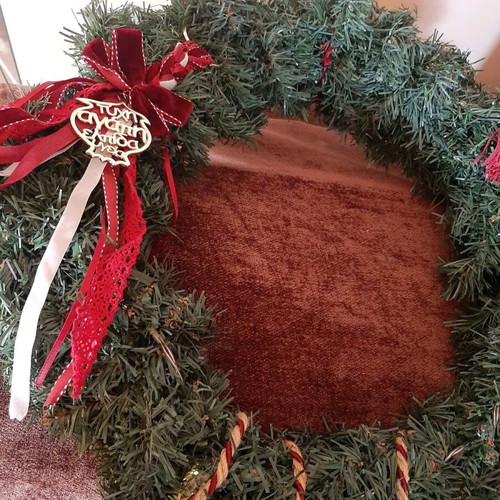 Handmade Christmas wreath with charms and battery lights
