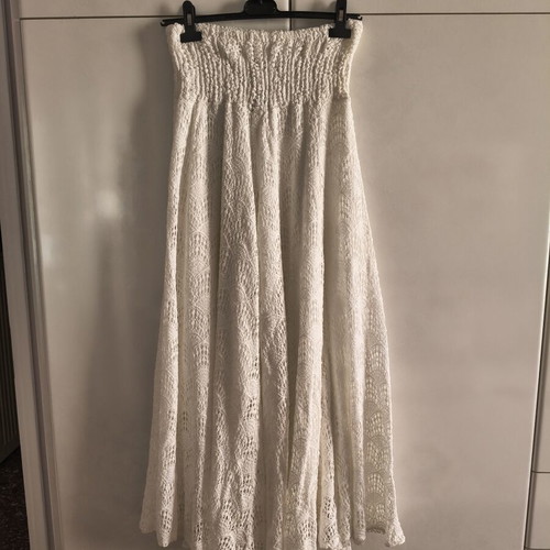 Lace zip culotte in cream with elastic honeycomb top