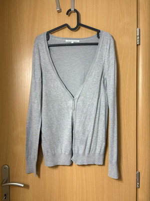 Bershka gray knitted cardigan with deep V neck like new