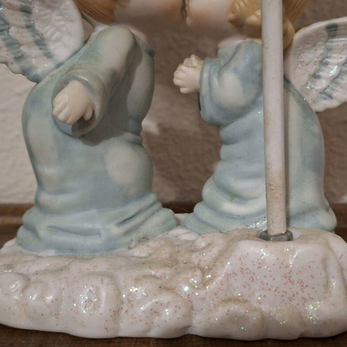Vintage ceramic candlestick with angels 90s like new decorative