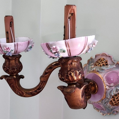 Vintage wall light applique used, porcelain