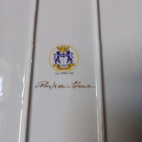 Porcelain platter GZ 1947 hand-painted 44×17cm