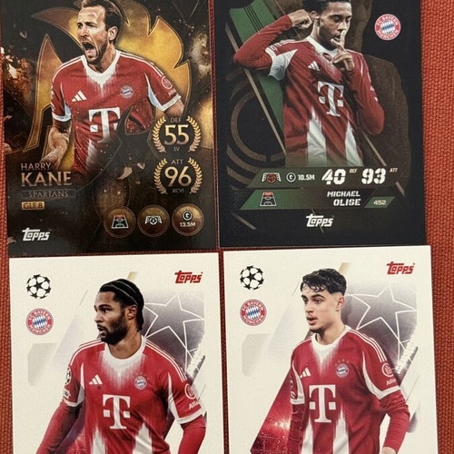 Harry Kane Gladiator and Michael Olise Stealth Strike trading cards set of 4 new