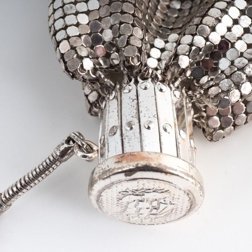 Antique 1920s Art Deco Silver-Plated Mesh Gate Top Flapper Purse