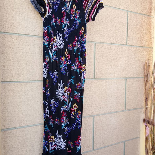 Floral maxi summer dress with smocking