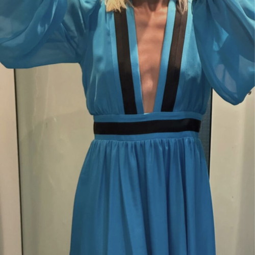 Pinko maxi dress new, blue with black details, size S
