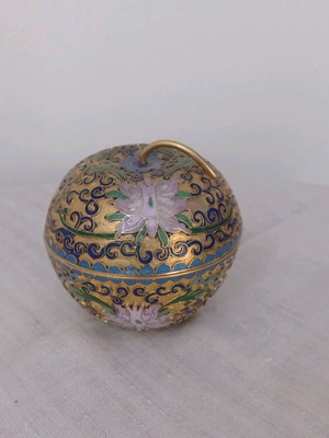 Cloisonne vase shaped like an apple used
