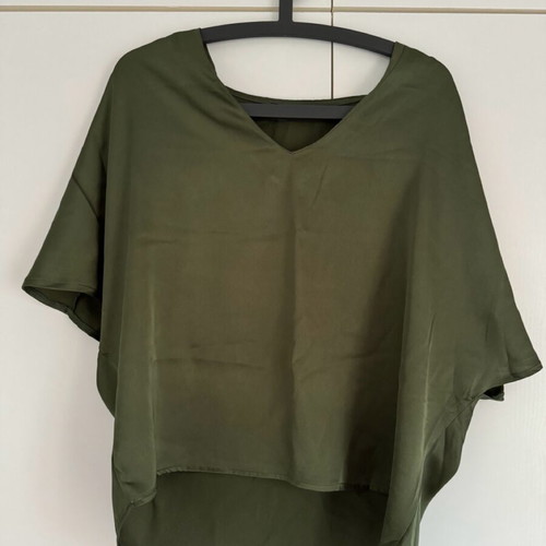 Khaki short-sleeve blouse like new, size L