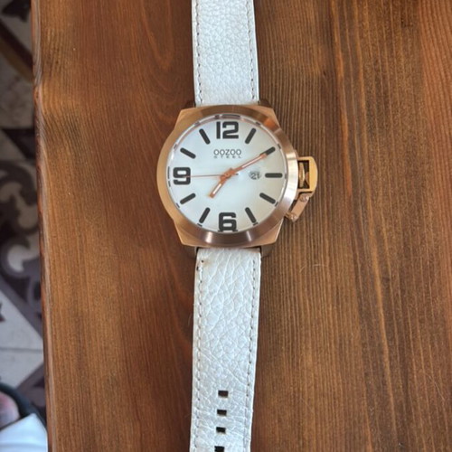 Oozoo Steel watch like new, men's, white and gold