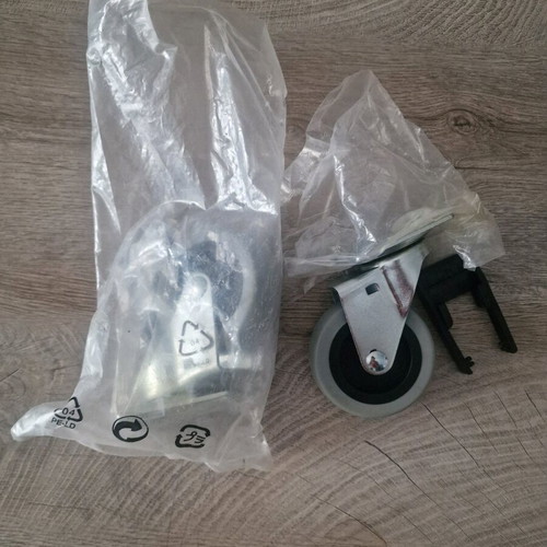 Metal caster wheels with brake, pair new